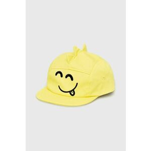 Detská bavlnená čiapka Name it žltá farba, s nášivkou vyobraziť
