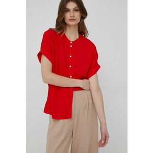 Košeľa Tommy Hilfiger dámska, červená farba, voľný strih, vyobraziť