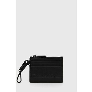 Kožené puzdro na karty Calvin Klein pánsky, čierna farba vyobraziť