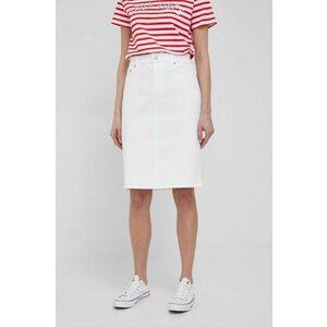 Rifľová sukňa Lauren Ralph Lauren biela farba, mini, rovný strih vyobraziť