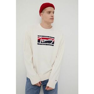 Sveter Tommy Jeans pánsky, béžová farba, vyobraziť