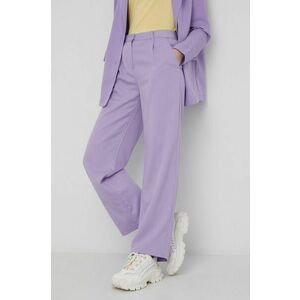Nohavice Noisy May dámske, fialová farba, široké, vysoký pás vyobraziť