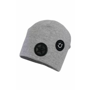 Detská čiapka Jamiks šedá farba biela, z tenkej pleteniny, vyobraziť