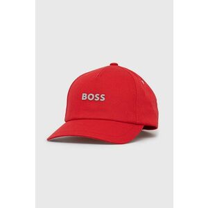 Bavlnená čiapka BOSS Boss Casual červená farba, s nášivkou vyobraziť