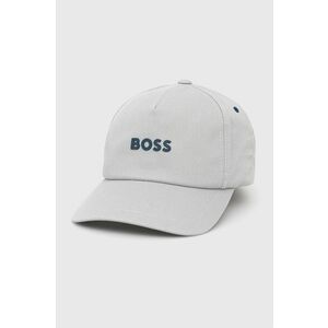 Bavlnená čiapka BOSS Boss Casual šedá farba, s nášivkou vyobraziť