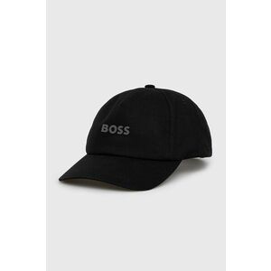 Bavlnená čiapka BOSS Boss Casual čierna farba, s nášivkou vyobraziť