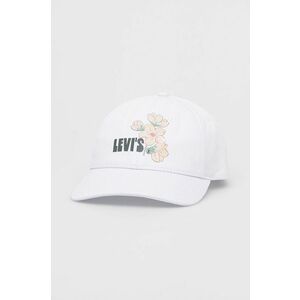 Bavlnená čiapka Levi's biela farba, s potlačou vyobraziť