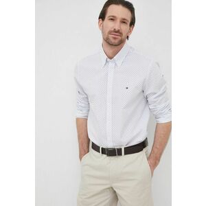 Bavlnená košeľa Tommy Hilfiger pánska, biela farba, slim, s golierom button-down vyobraziť