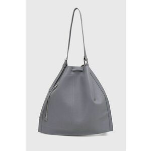 Kožená kabelka AllSaints dámsky, šedá farba, vyobraziť