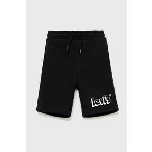 Detské krátke nohavice Levi's čierna farba, nastaviteľný pás vyobraziť