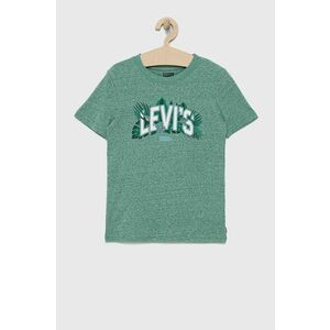 Detské tričko Levi's zelená farba, melanžový vyobraziť