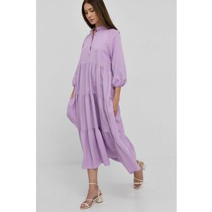 Šaty Nissa fialová farba, midi, áčkový strih vyobraziť