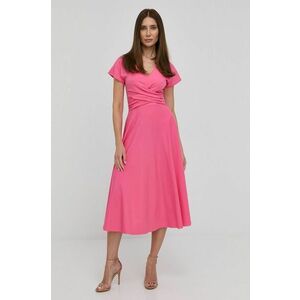 Šaty Nissa ružová farba, midi, áčkový strih vyobraziť