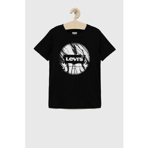 Detské bavlnené tričko Levi's čierna farba, s potlačou vyobraziť