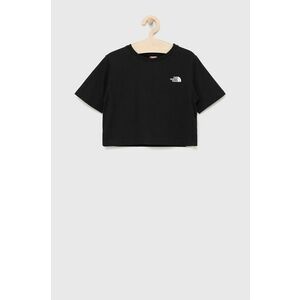 Detské bavlnené tričko The North Face čierna farba, vyobraziť