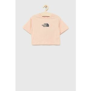 Detské bavlnené tričko The North Face ružová farba, vyobraziť
