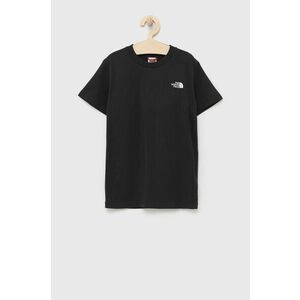 Detské bavlnené tričko The North Face čierna farba, s potlačou vyobraziť