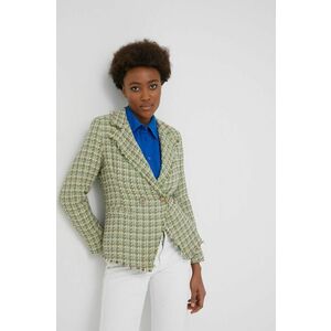 Bavlnené sako Answear Lab zelená farba, dvojradové, vzorované vyobraziť