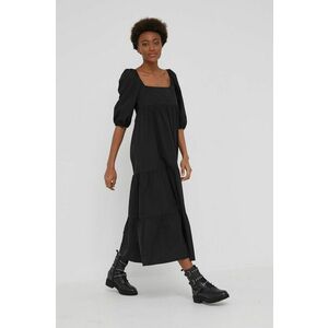 Bavlnené šaty Answear Lab čierna farba, midi, áčkový strih vyobraziť