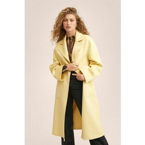 Kabát Mango dámsky, žltá farba, prechodný, vyobraziť