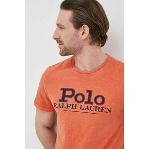 Bavlnené tričko Polo Ralph Lauren oranžová farba, s potlačou vyobraziť