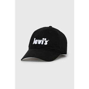 Bavlnená čiapka Levi's čierna farba, s nášivkou vyobraziť