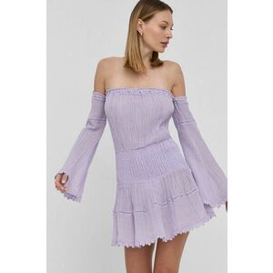 Šaty Guess fialová farba, mini, áčkový strih vyobraziť