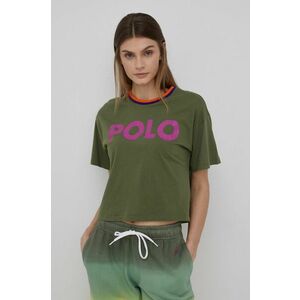 Bavlnené tričko Polo Ralph Lauren zelená farba, vyobraziť