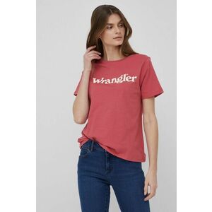 Bavlnené tričko Wrangler ružová farba, vyobraziť