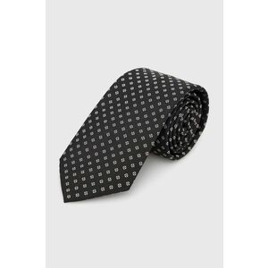Kravata s prímesou hodvábu HUGO čierna farba vyobraziť