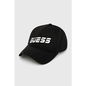 Bavlnená čiapka Guess čierna farba, s potlačou vyobraziť