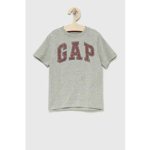 Detské bavlnené tričko GAP šedá farba, s potlačou vyobraziť