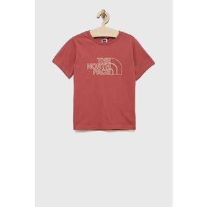 Detské bavlnené tričko The North Face ružová farba, vyobraziť