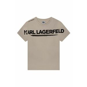 Detské bavlnené tričko Karl Lagerfeld béžová farba, s potlačou vyobraziť