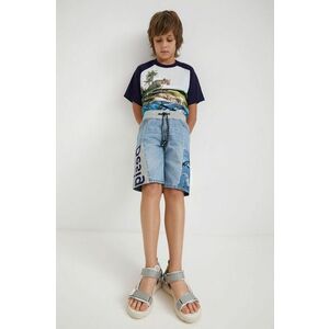Detské rifľové krátke nohavice Desigual melanžové, nastaviteľný pás vyobraziť