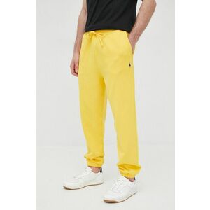 Nohavice Polo Ralph Lauren pánske, žltá farba, jednofarebné vyobraziť