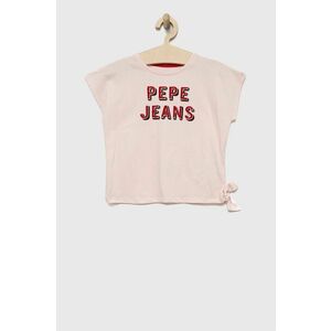 Detské bavlnené tričko Pepe Jeans ružová farba, vyobraziť