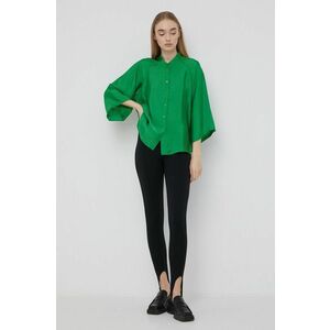 Košeľa Gestuz dámska, zelená farba, jednofarebná vyobraziť