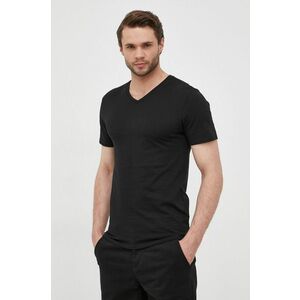 Bavlnené tričko Lacoste čierna farba, jednofarebné vyobraziť