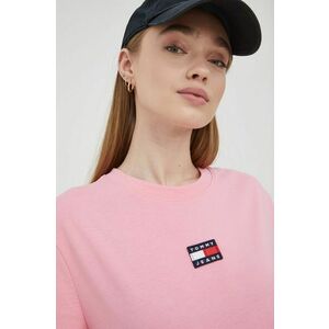 Tričko Tommy Jeans dámske, ružová farba, vyobraziť