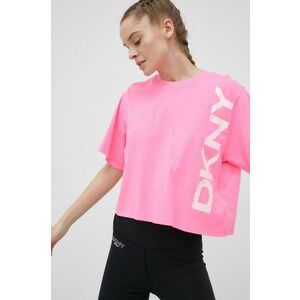 Bavlnené tričko Dkny ružová farba, vyobraziť