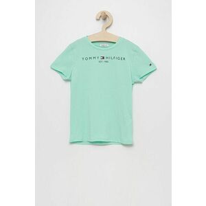 Detské bavlnené tričko Tommy Hilfiger tyrkysová farba, vyobraziť