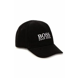 Detská čiapka Boss čierna farba, s nášivkou vyobraziť