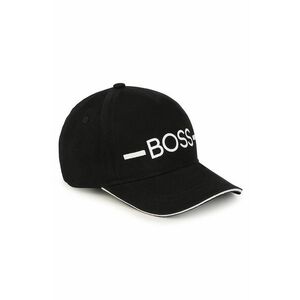Detská bavlnená čiapka Boss čierna farba, s nášivkou vyobraziť
