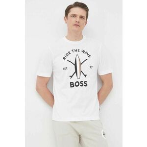 Tričko Boss pánske, biela farba, s potlačou vyobraziť