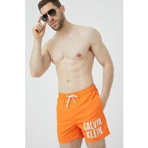 Plavkové šortky Calvin Klein oranžová farba vyobraziť
