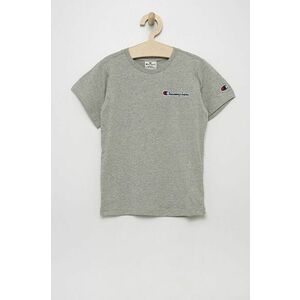 Detské bavlnené tričko Champion 305955 šedá farba, s nášivkou vyobraziť