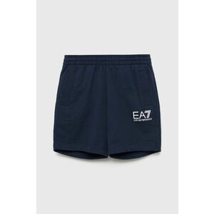 Detské bavlnené šortky EA7 Emporio Armani tmavomodrá farba, nastaviteľný pás vyobraziť