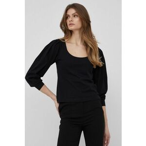 Bavlnené tričko s dlhým rukávom Sisley čierna farba, vyobraziť