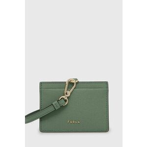 Kožené puzdro na karty Furla dámsky, zelená farba vyobraziť